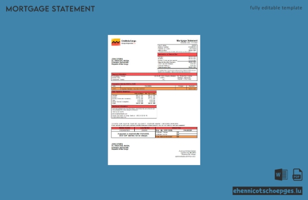 Beispiel für einen Hypothekenauszug der Congo Credit du Congo Bank (Vorschau)